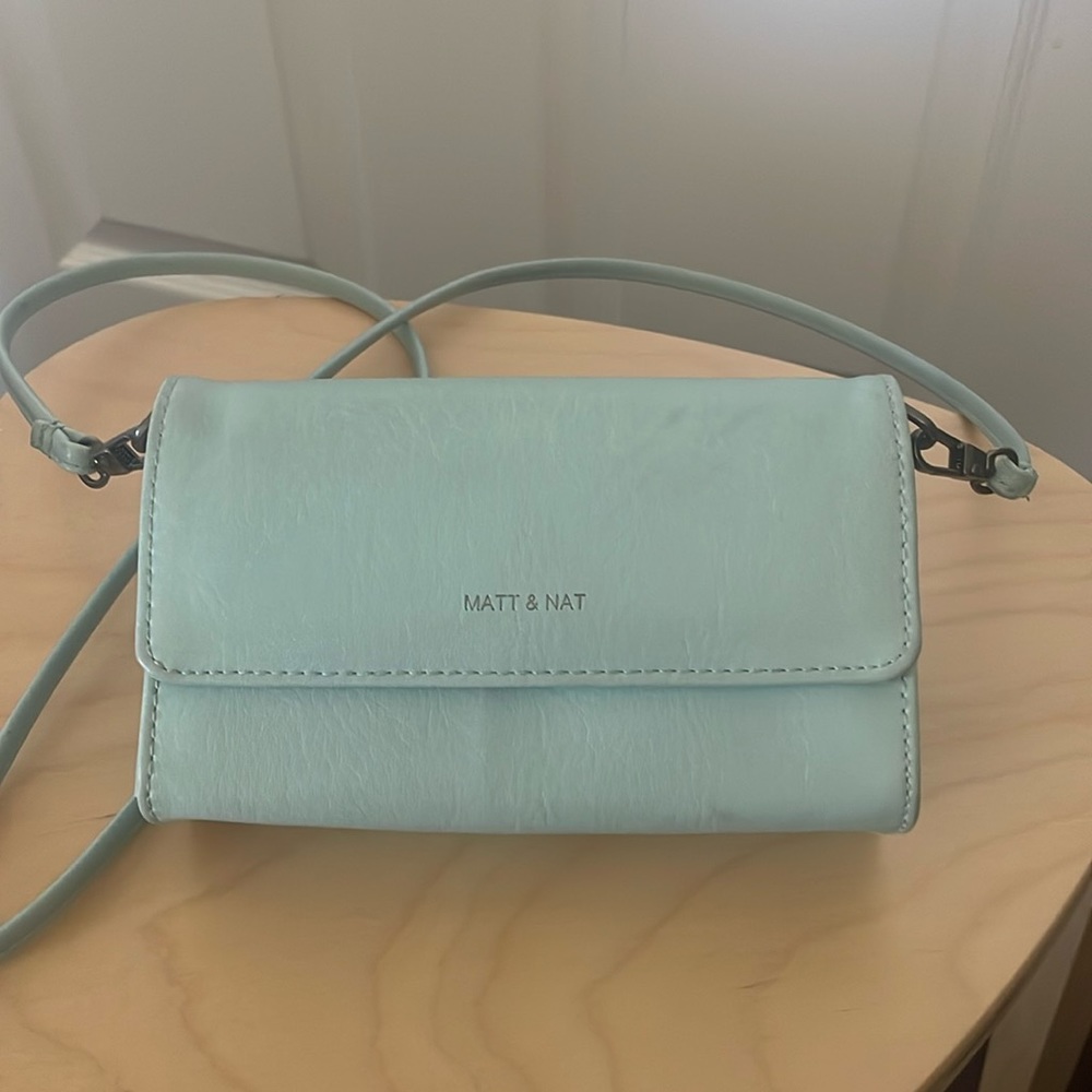 Matt & Nat Mini Drew Crossbody bag in Teal Blue/Mint Colour